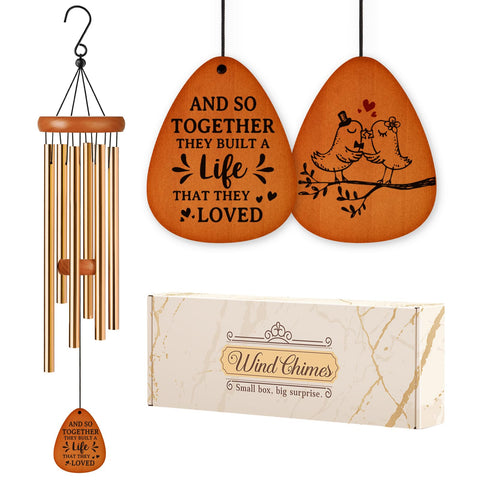 Aurahouse wedding wind chime with two birds for outdoor decor and blessings.