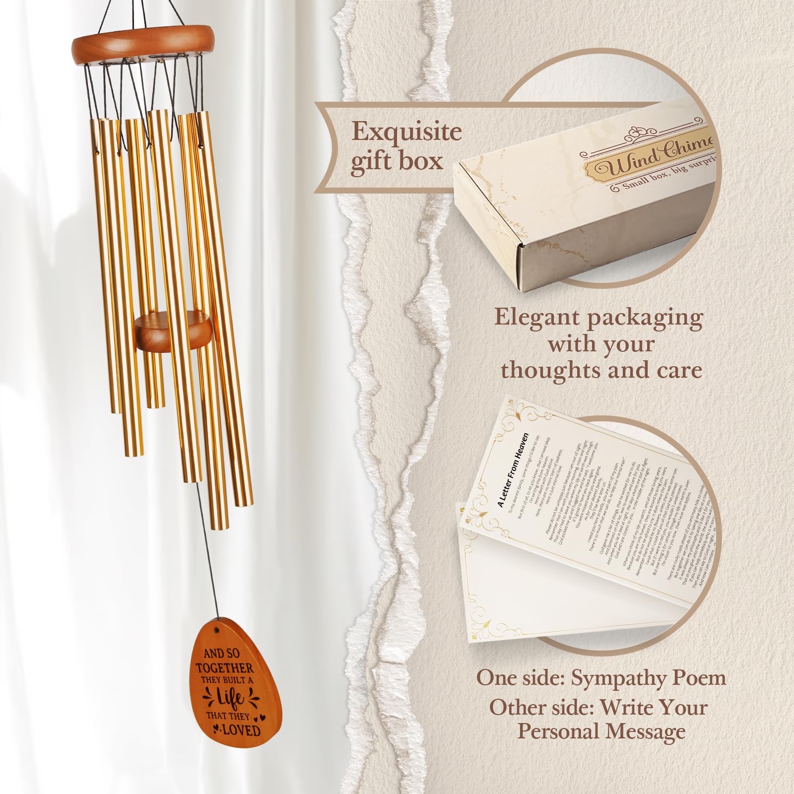 Aurahouse wind chime melody in breeze creates relaxing atmosphere.