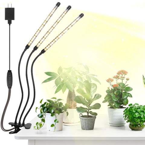 AURAZIGLI LED grow light full spectrum clipped to shelf for thriving indoor plants