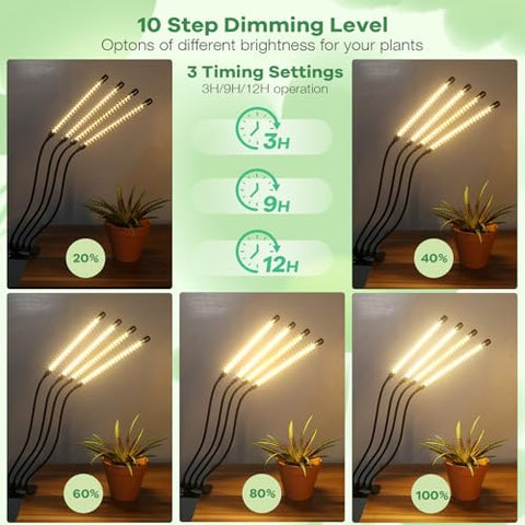 AURAZIGLI LED Grow Light mounted above herbs for healthy leaf development