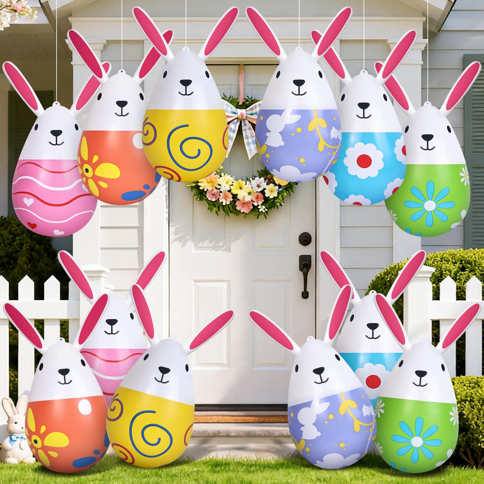 Aurdox bunny-easter-egg inflatable in the front yard offers a photo-worthy spring entrance.