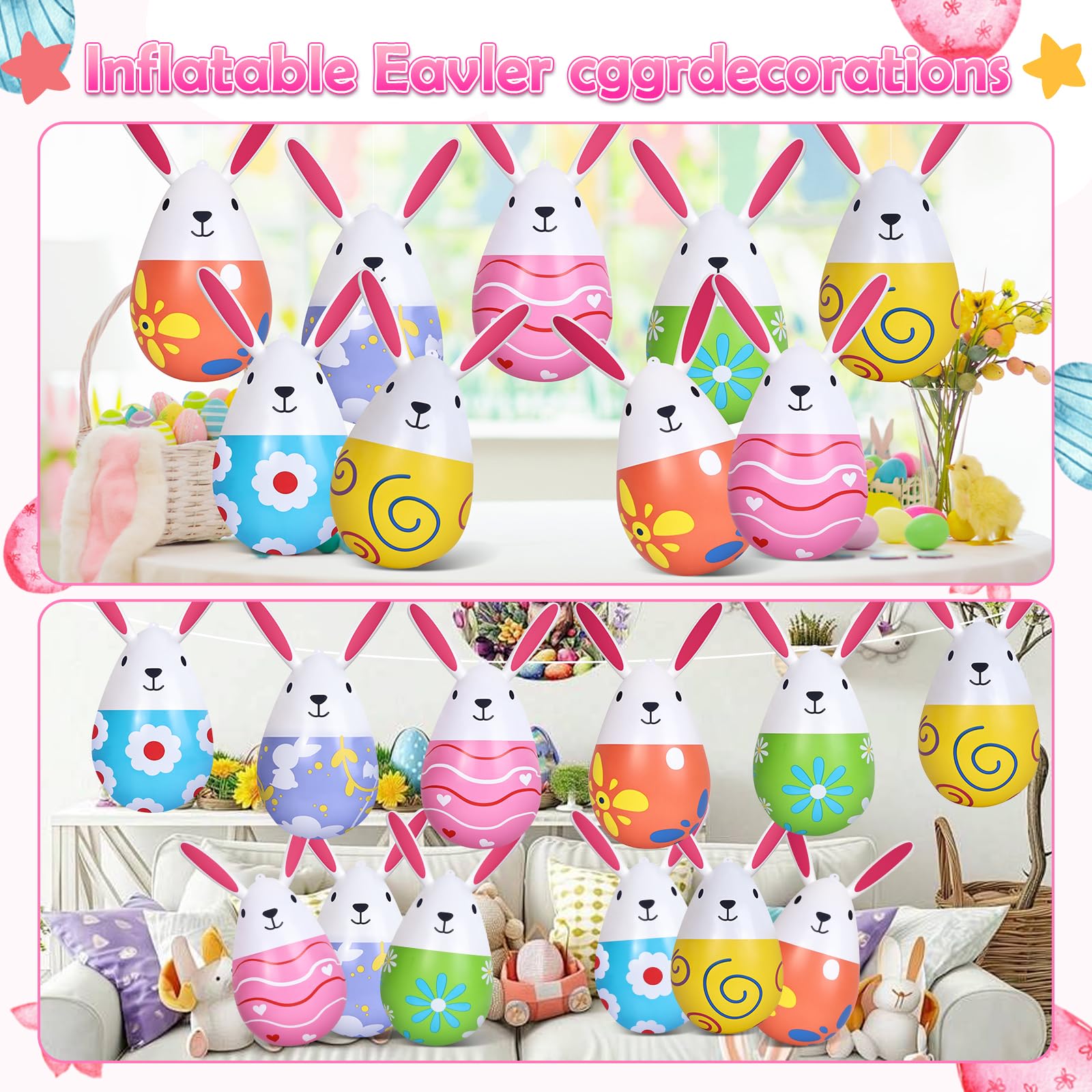 Aurdox bunny-face inflatable closeup showcases charming details for backyard decor.