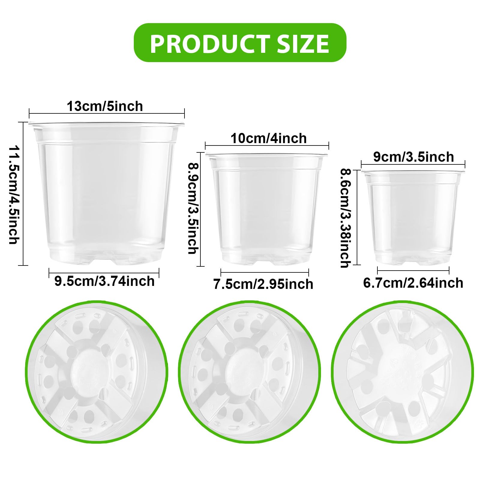 Auriikoop clear nursery pot 3.5-inch with drainage holes for healthy roots