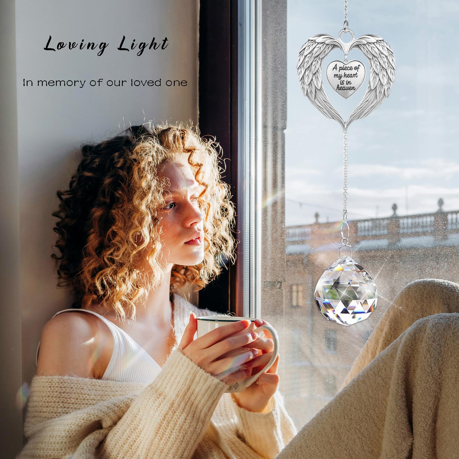 Aurlova crystal ball sparkles rainbow light in sunlight