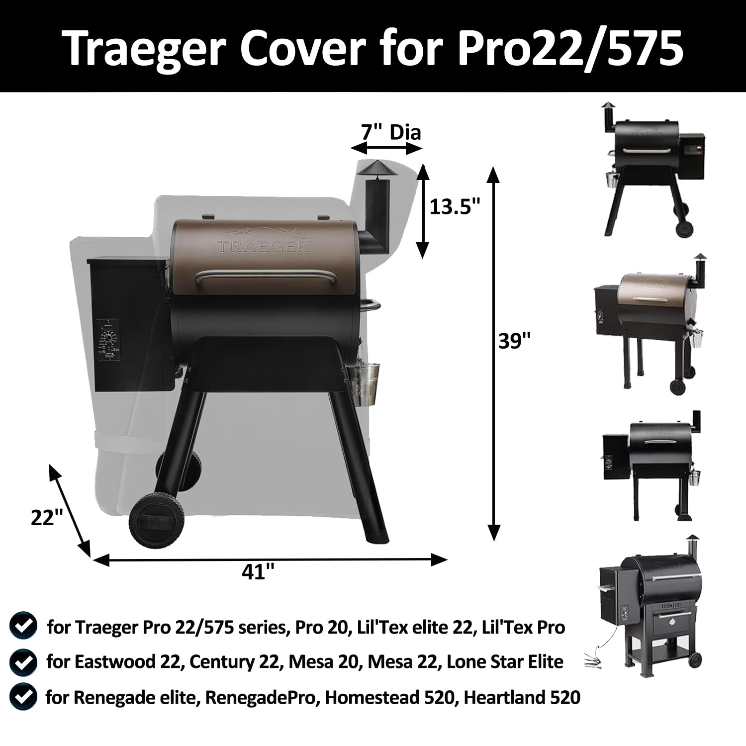 Sealed seams with waterproof tape on Aurmer grill cover for Traeger models