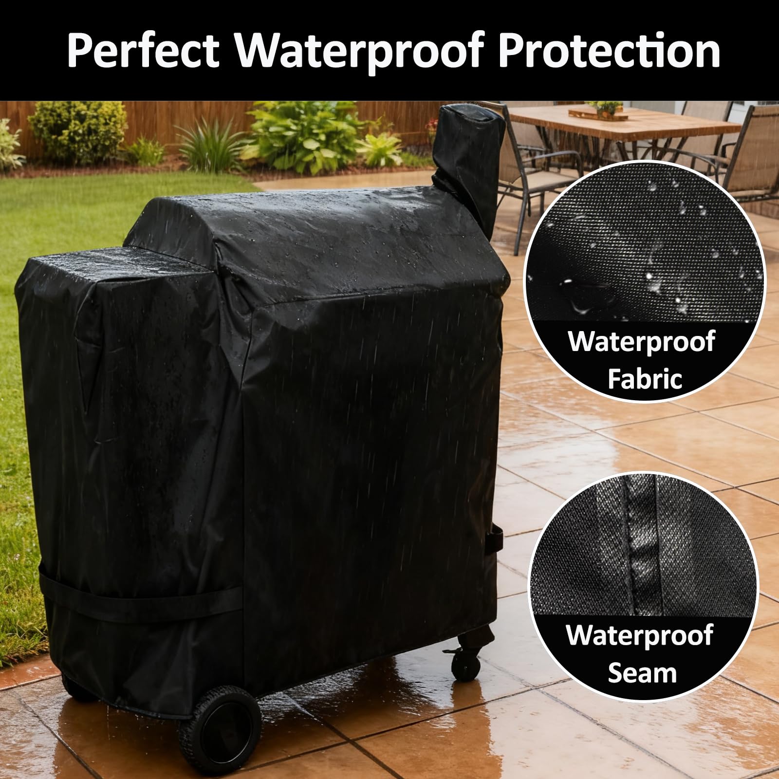 Aurmer Traeger cover with side zipper for easy on/off between cooks