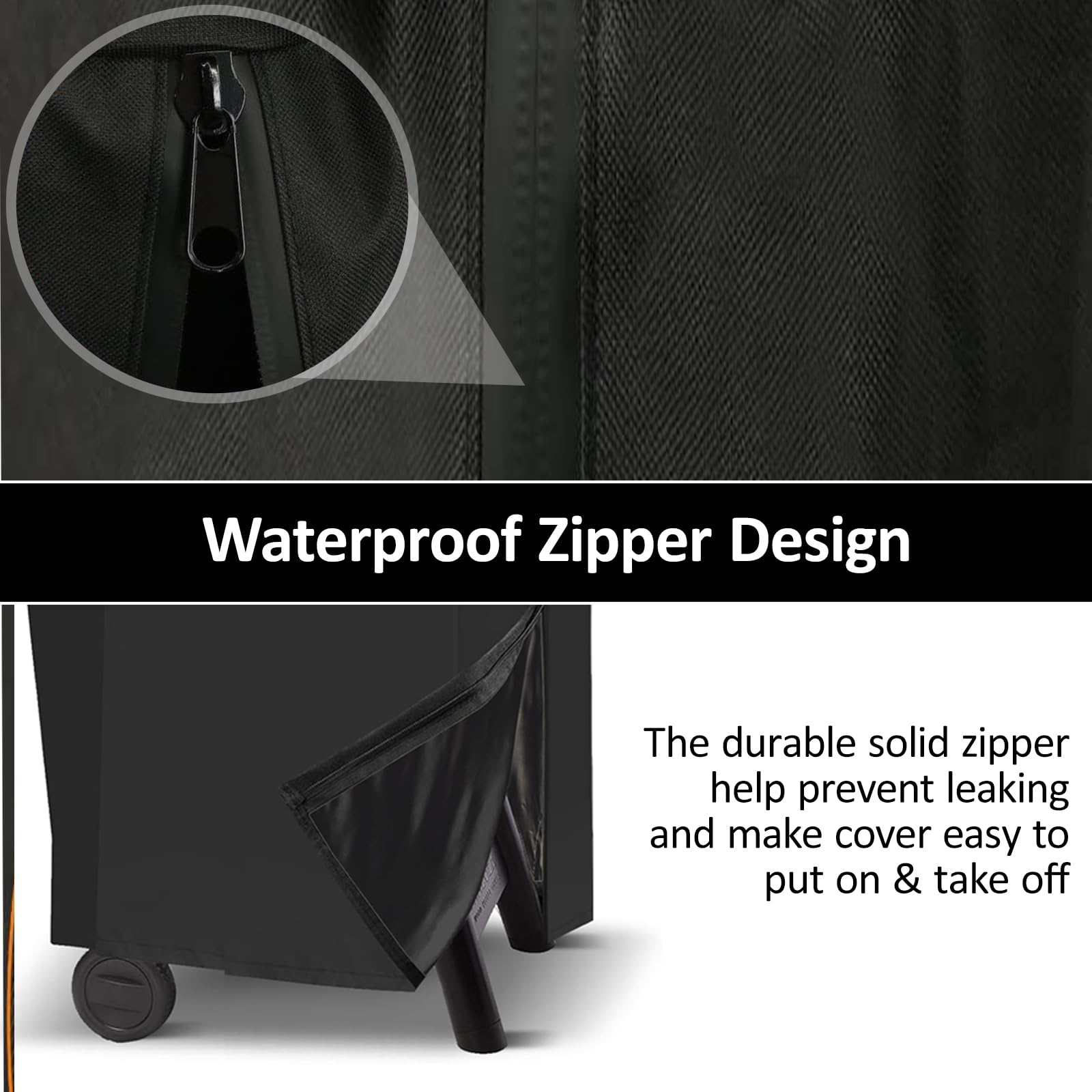 Close-up of Aurmer waterproof material on Traeger grill cover for durability