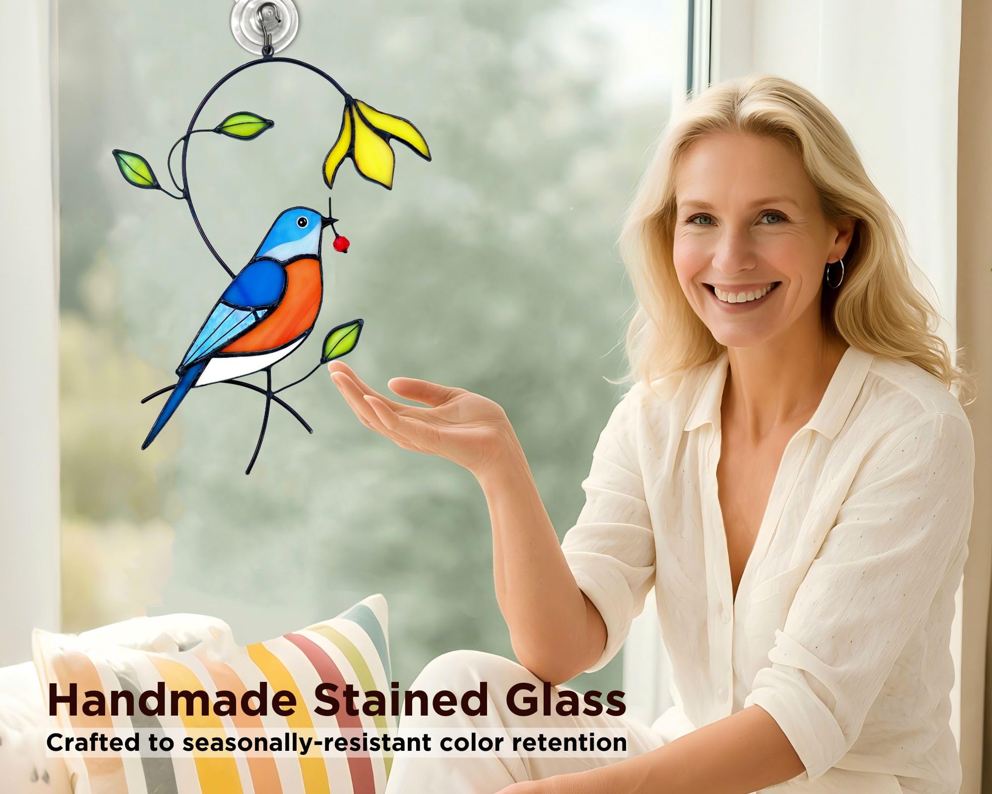 AuroAura easy-hang design supports indoor and outdoor display with suction cup and hook.
