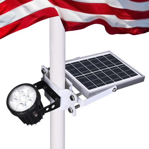 Aurolit Auro 7 Pro flagpole light front view with bright LEDs for dusk glow