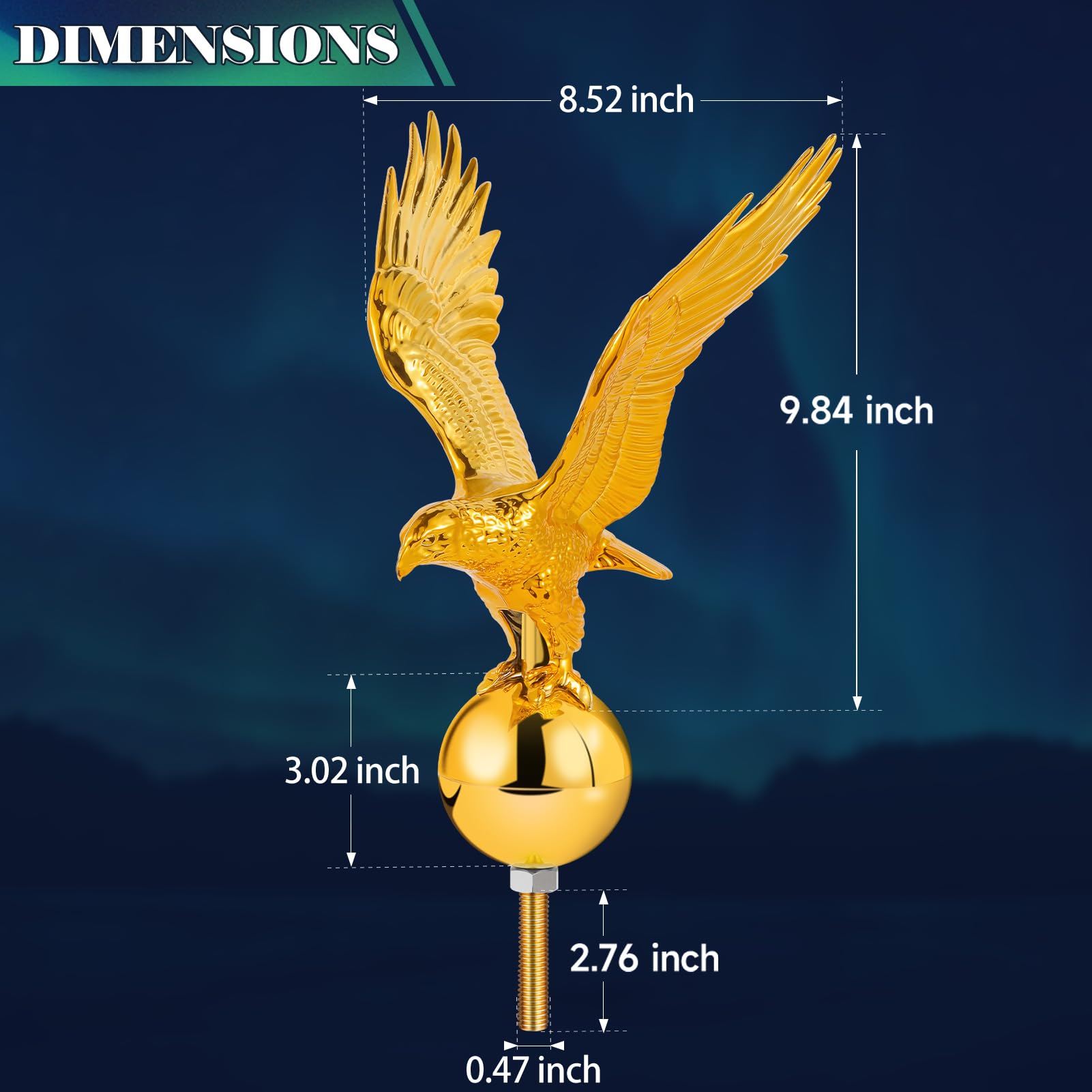 Aurolit Gold ball finial adds daytime reflectivity for visibility