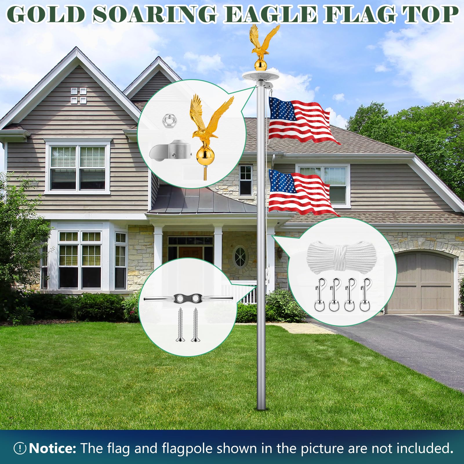 Detail of Aurolit Golden Eagle Topper highlighting wing details for premium display.