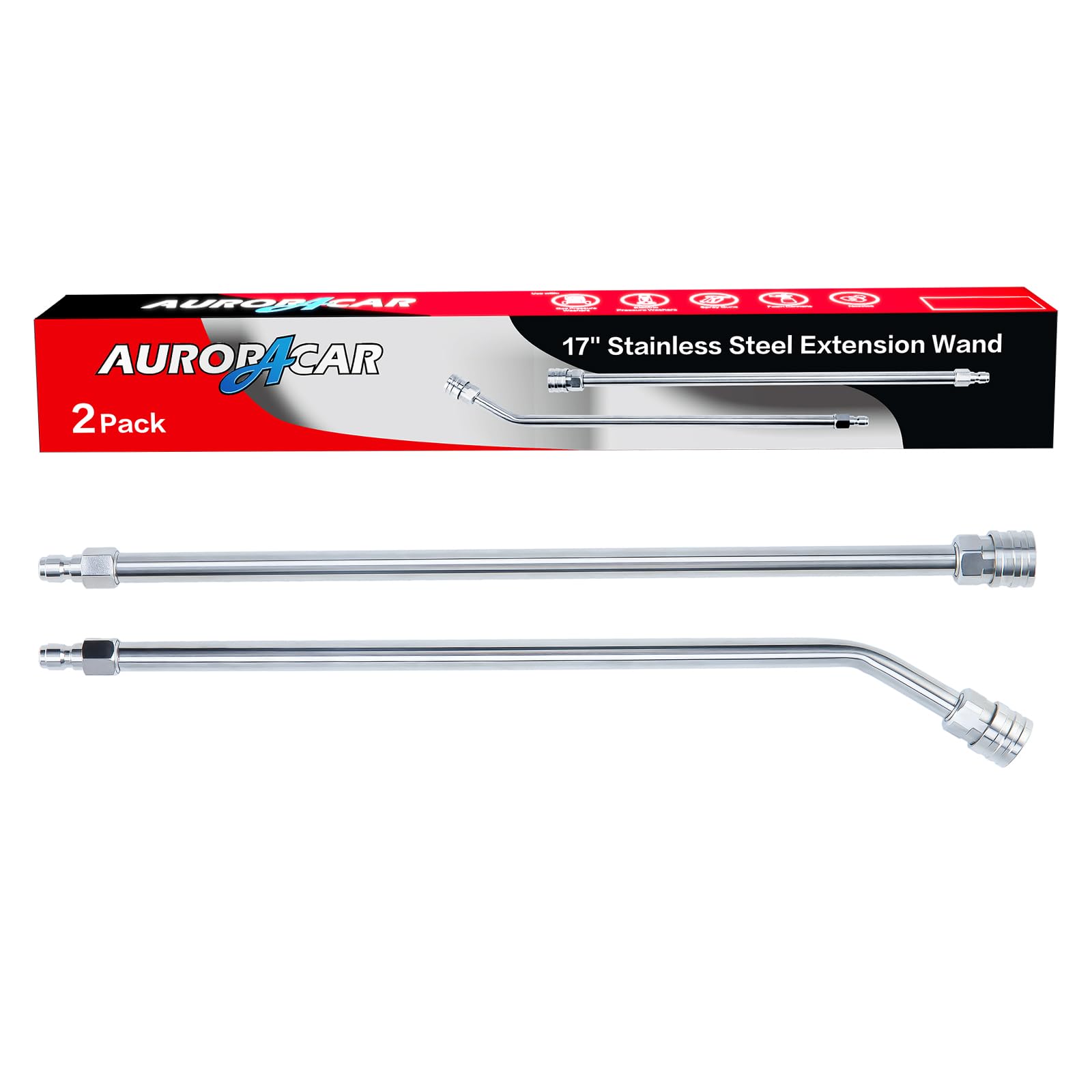 Aurora Car pressure washer extension wand 17inch extends reach for tight spaces.