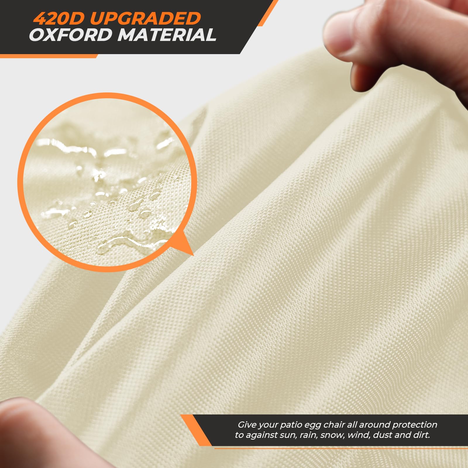 Aurragiy egg chair cover folded, showcasing compact storage.