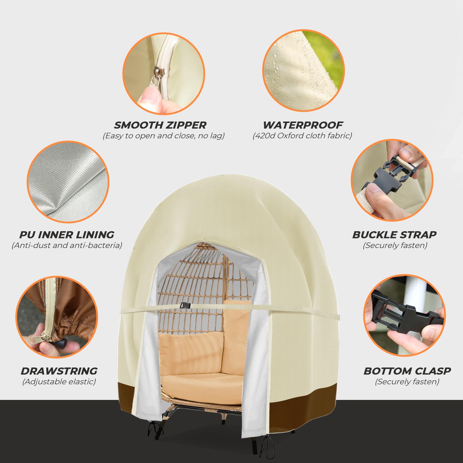 Aurragiy cover with zipper and drawstring demonstrates wind resistance.