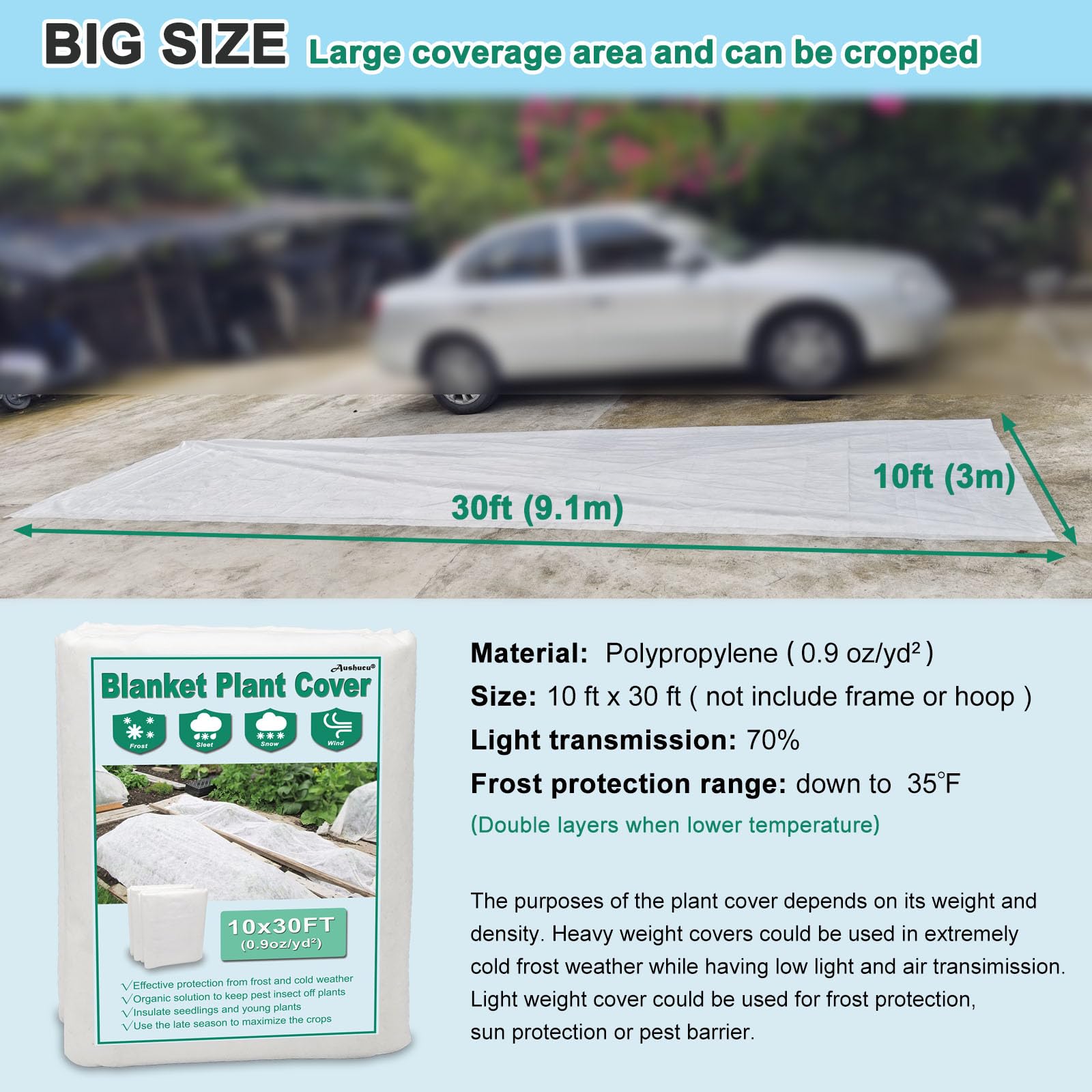 AUSHUCU cover is easy to install and reuse season after season.