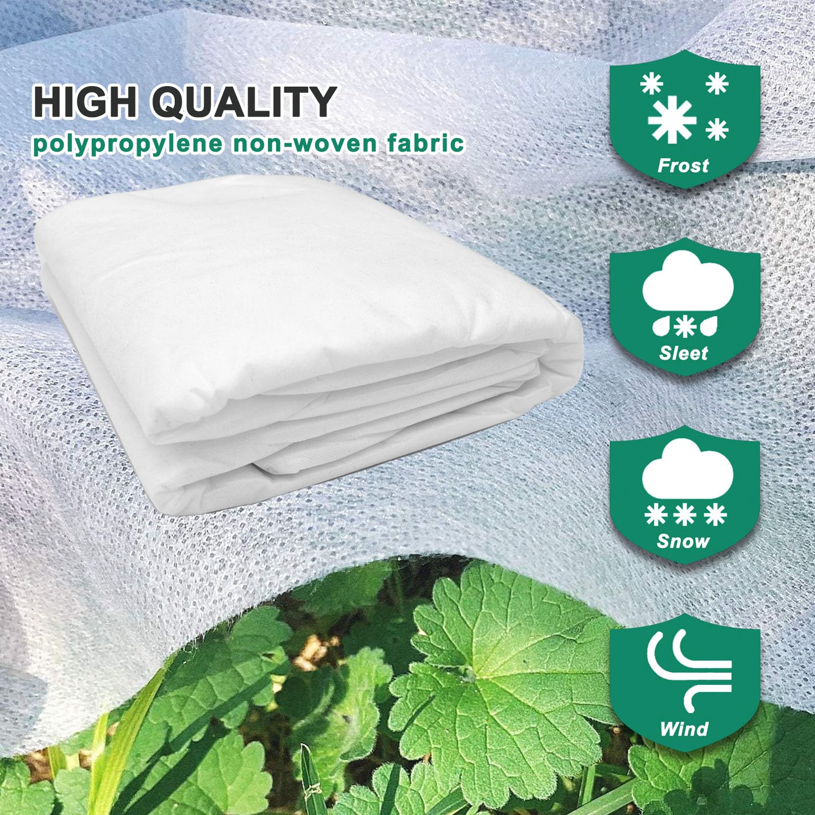 AUSHUCU floating row cover blocks cold while allowing light and air.