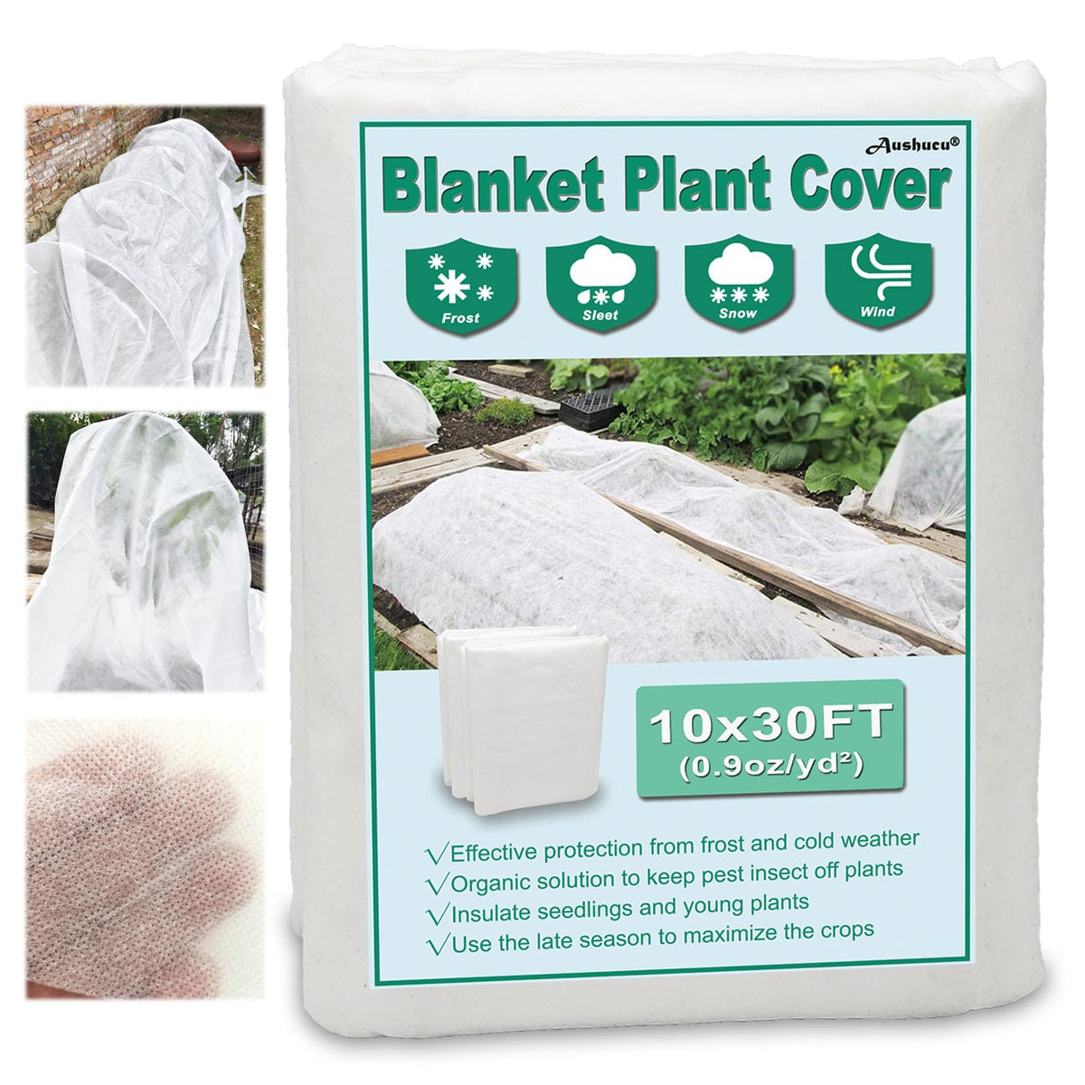 AUSHUCU plant cover protects garden crops from frost while staying breathable.
