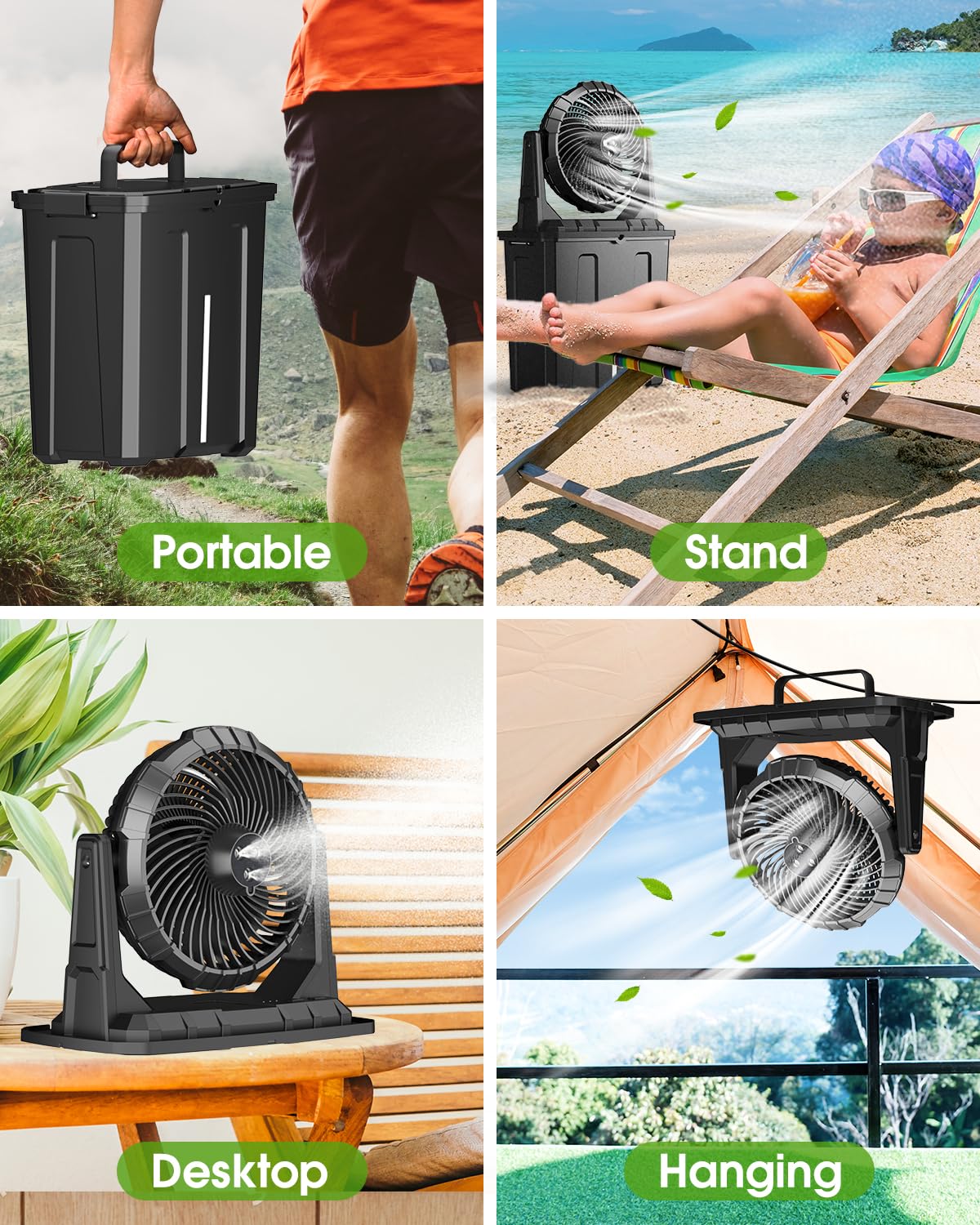 Ausic 20000mAh battery powers long runtimes for camping and patios.