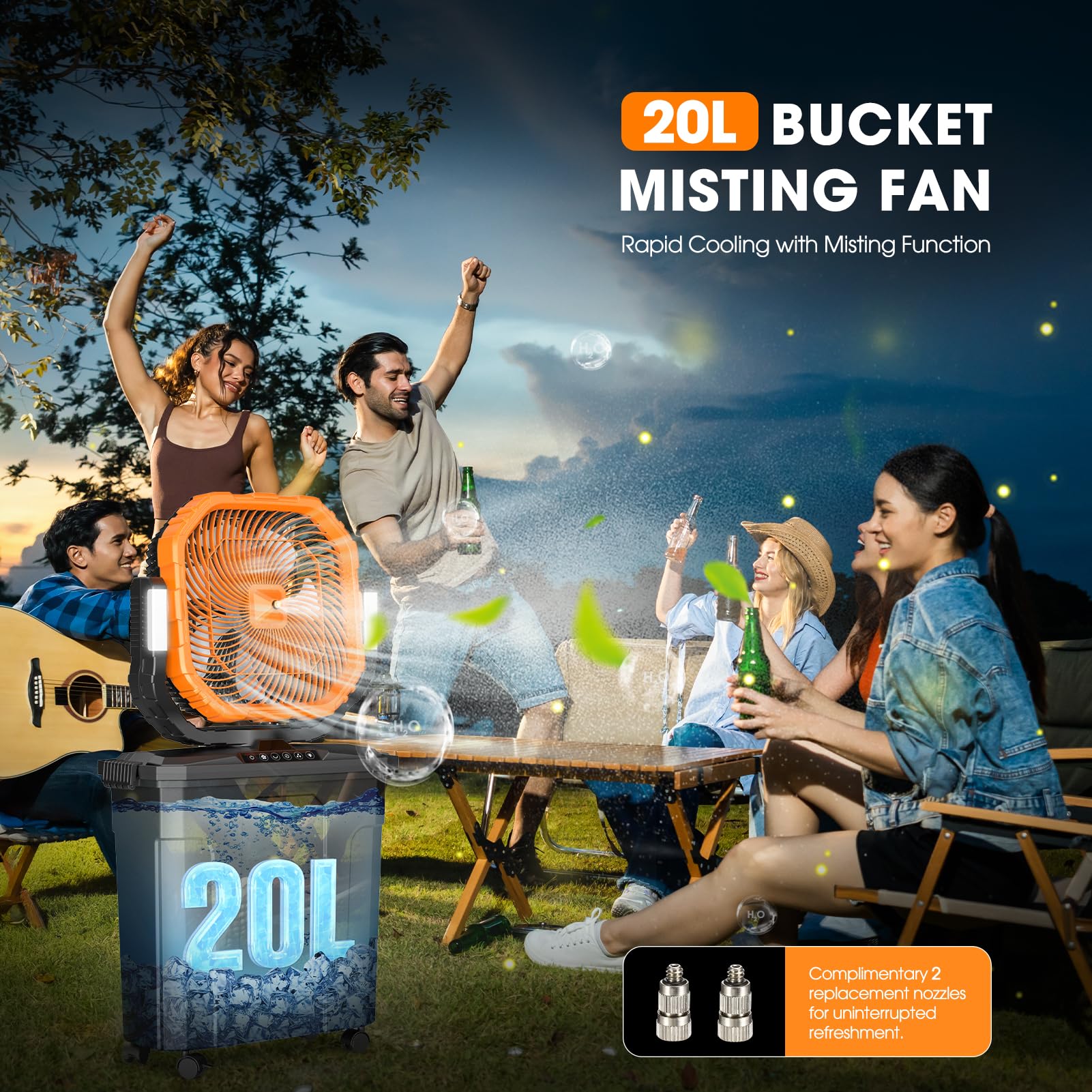Ausic 30000mAh battery-powered fan with long-lasting power.