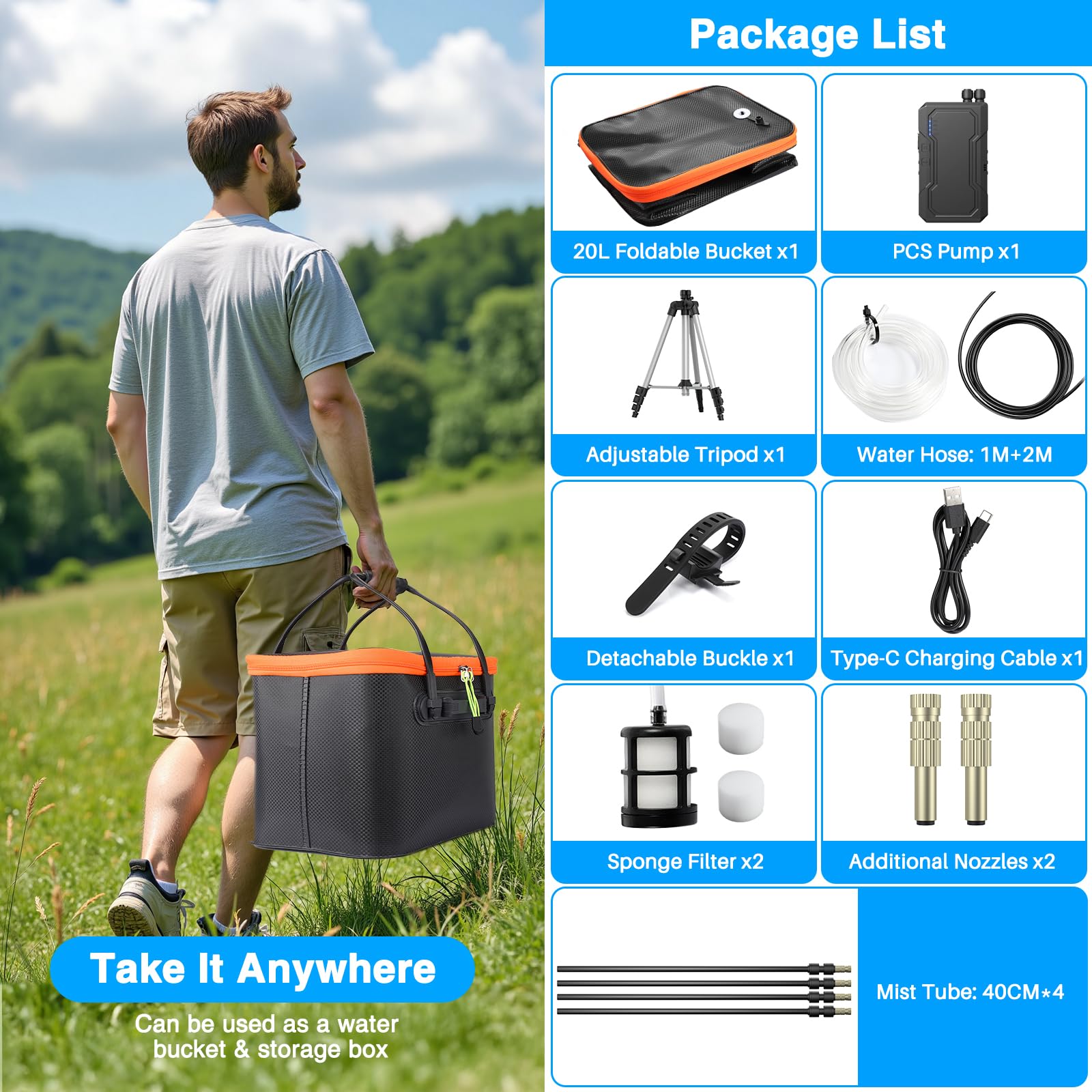 Ausic 360-degree mist direction provides even cooling coverage