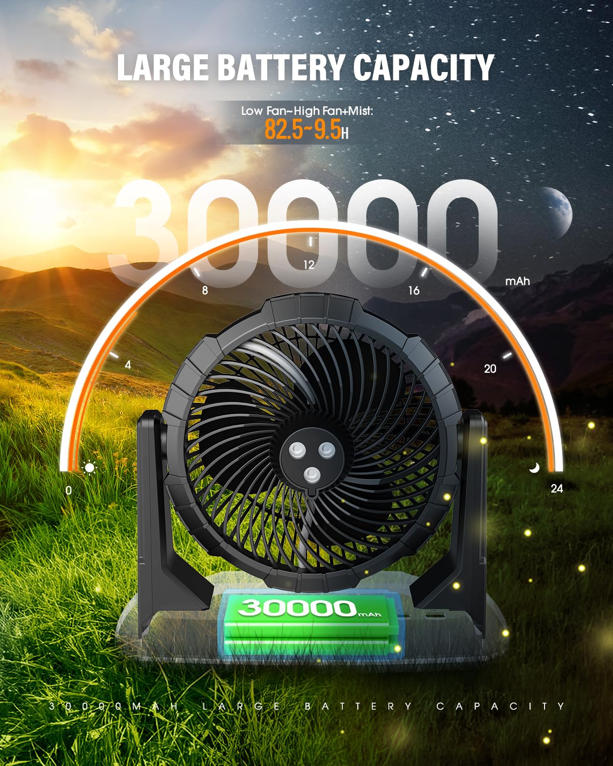 Ausic 9L bucket misting fan with 3 speeds for customizable airflow.