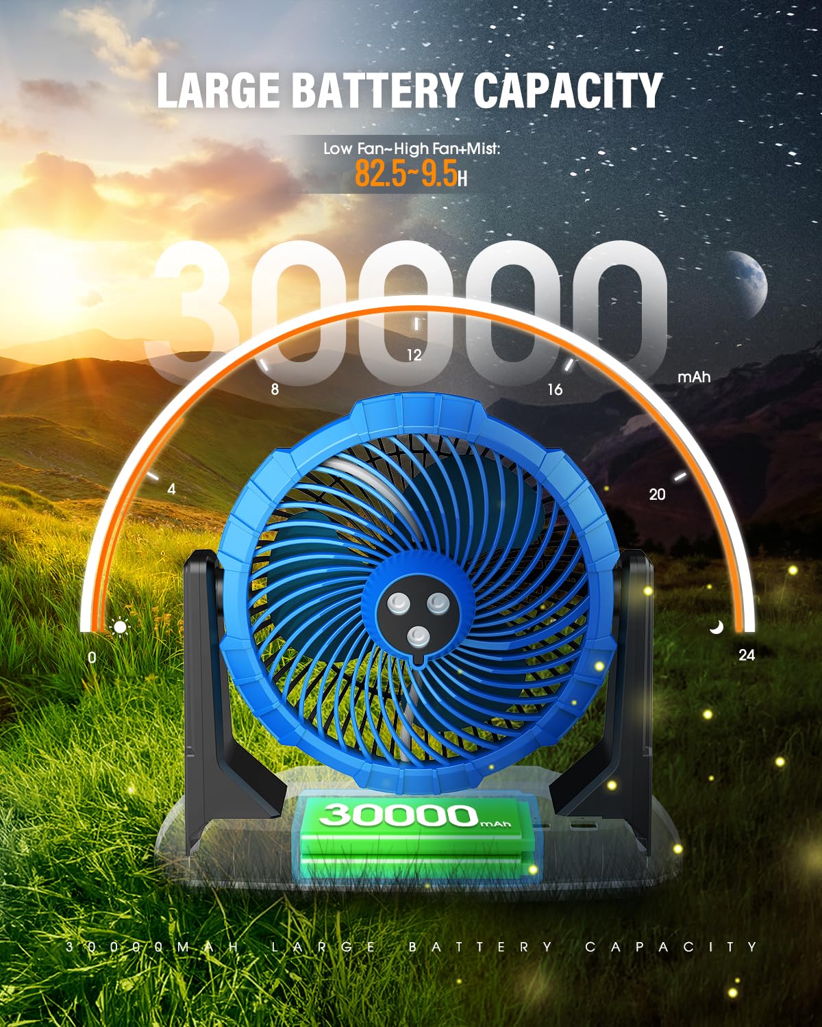Ausic adjustable speed control lets you customize wind and mist intensity.
