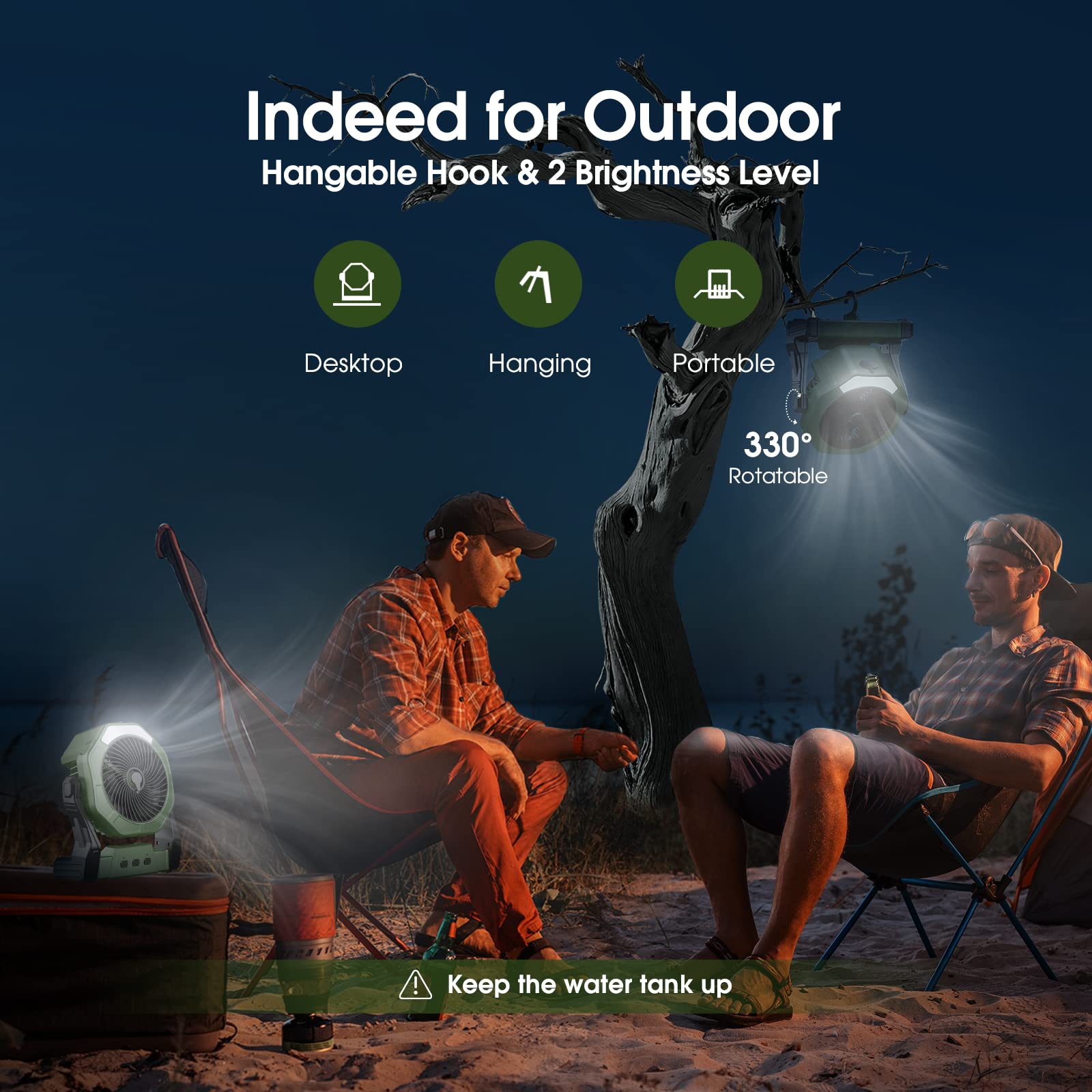 Ausic LED camping lantern adds ambient light for tents.