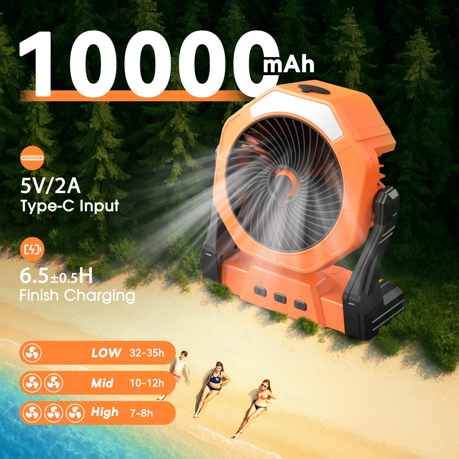 Ausic 8-inch misting fan with LED lantern for camping at night