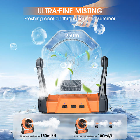 Ausic misting fan 250ml tank spraying water for extended use