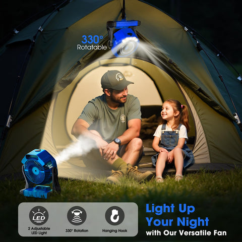 Ausic misting fan 8-inch 330-degree rotation ensures airflow from any direction