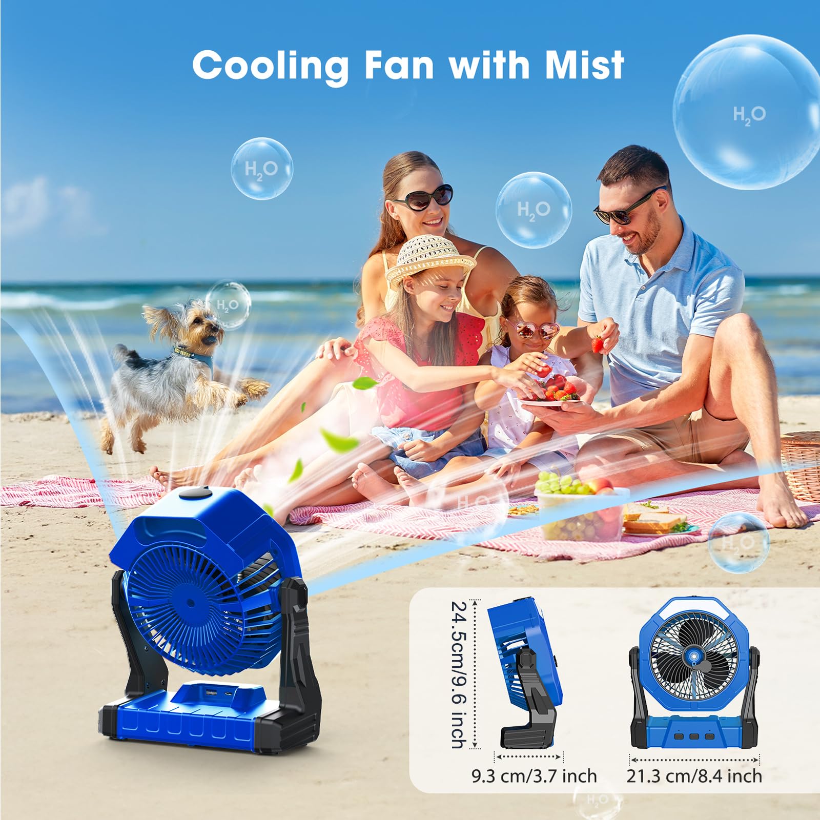 Ausic misting fan 8-inch hook design lets tent and car hanging
