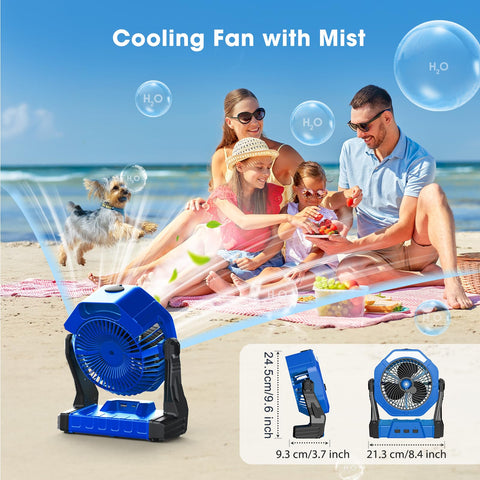 Ausic misting fan 8-inch hook design lets tent and car hanging