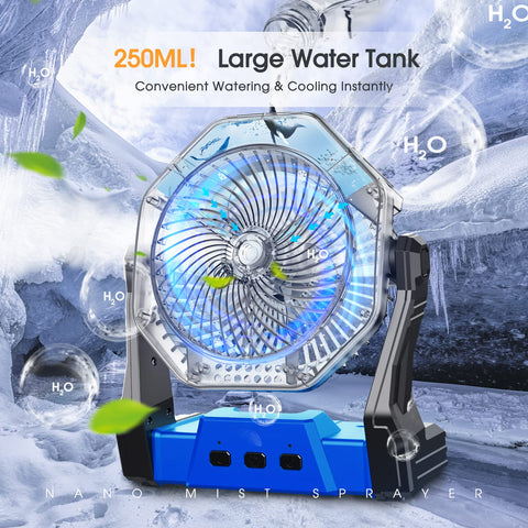 Ausic misting fan 8-inch water tank fill shows easy refills for extended use