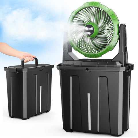 Ausic Misting Fan 9L Bucket enabling portable outdoor cooling on patios.