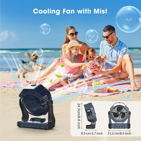 Ausic misting fan continuous spray mode with steady cooling breeze
