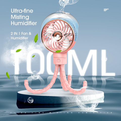 Ausic misting fan with detachable tripod offers flexible positioning for baby comfort