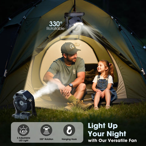 Ausic misting fan intermittent spray mode demonstrates long-lasting misting