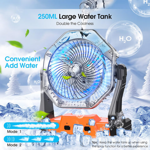 Ausic misting fan interval spray mode provides extended, intermittent cooling.
