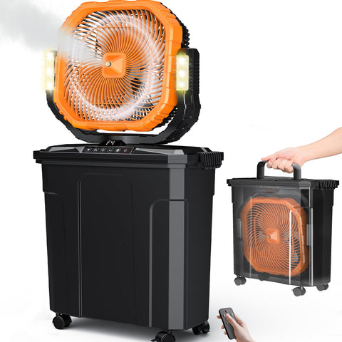 Ausic portable bucket misting fan 20L tank delivers extended cooling outdoors.