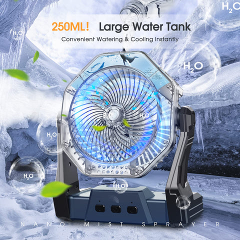 Ausic portable fan 330-degree angle and hook for flexible mounting