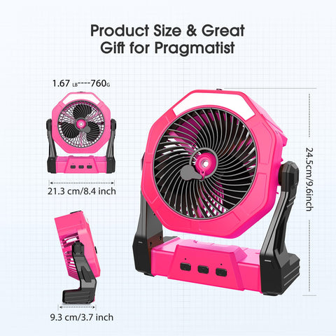 Ausic misting fan showing three adjustable speeds