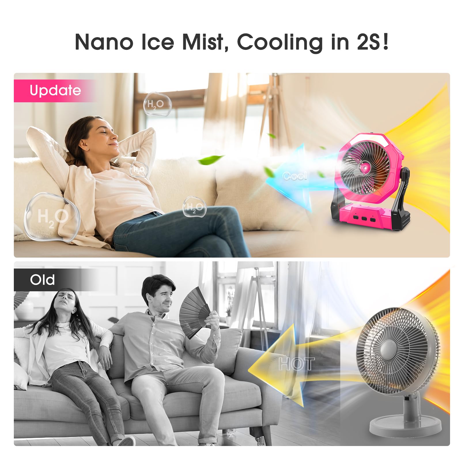 Ausic misting fan with hook design ready for hanging
