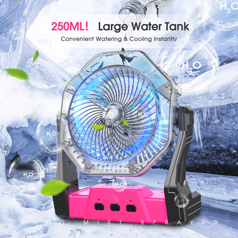 Ausic misting fan LED light for nighttime activities