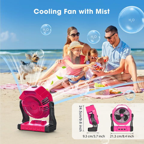 Ausic pink 8-inch portable misting fan for portability