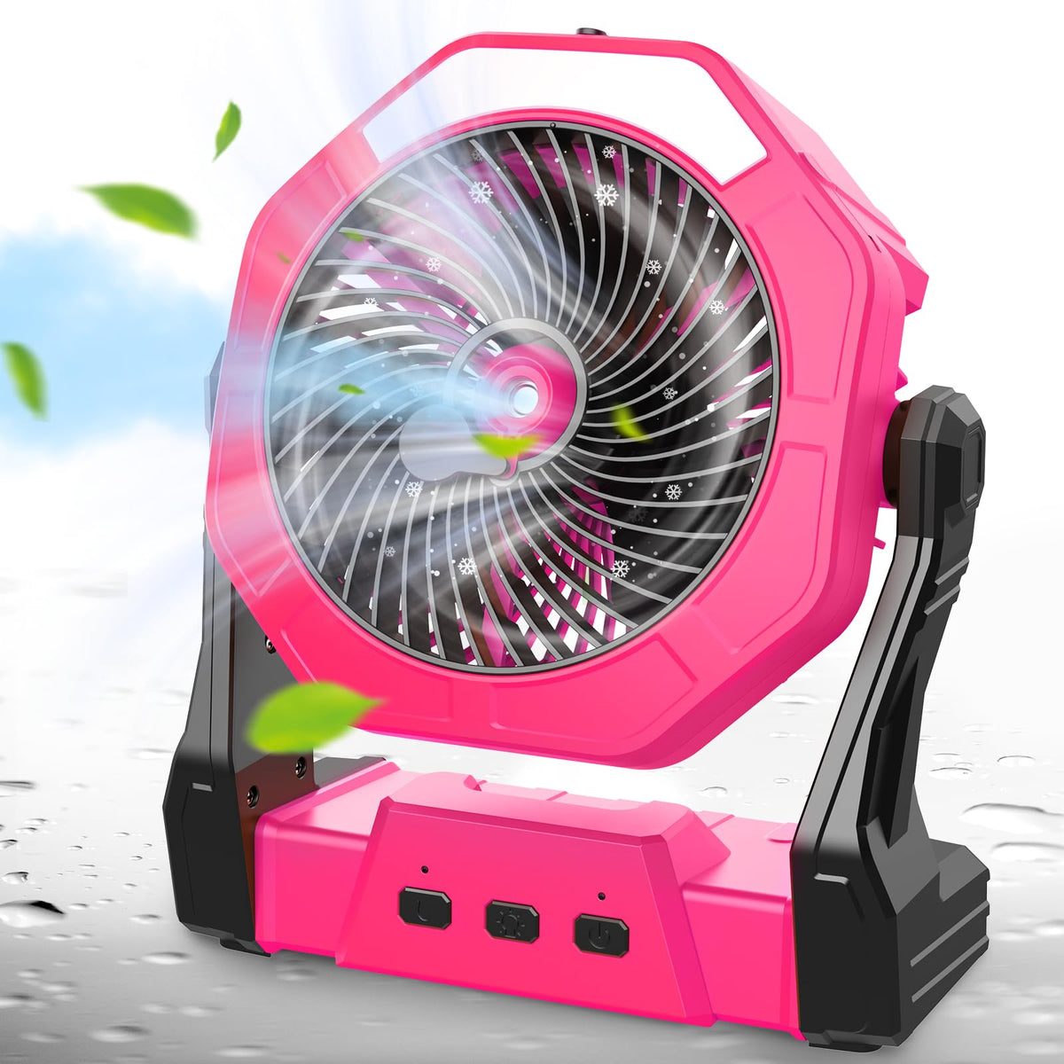Ausic misting fan with water tank cooling outdoors