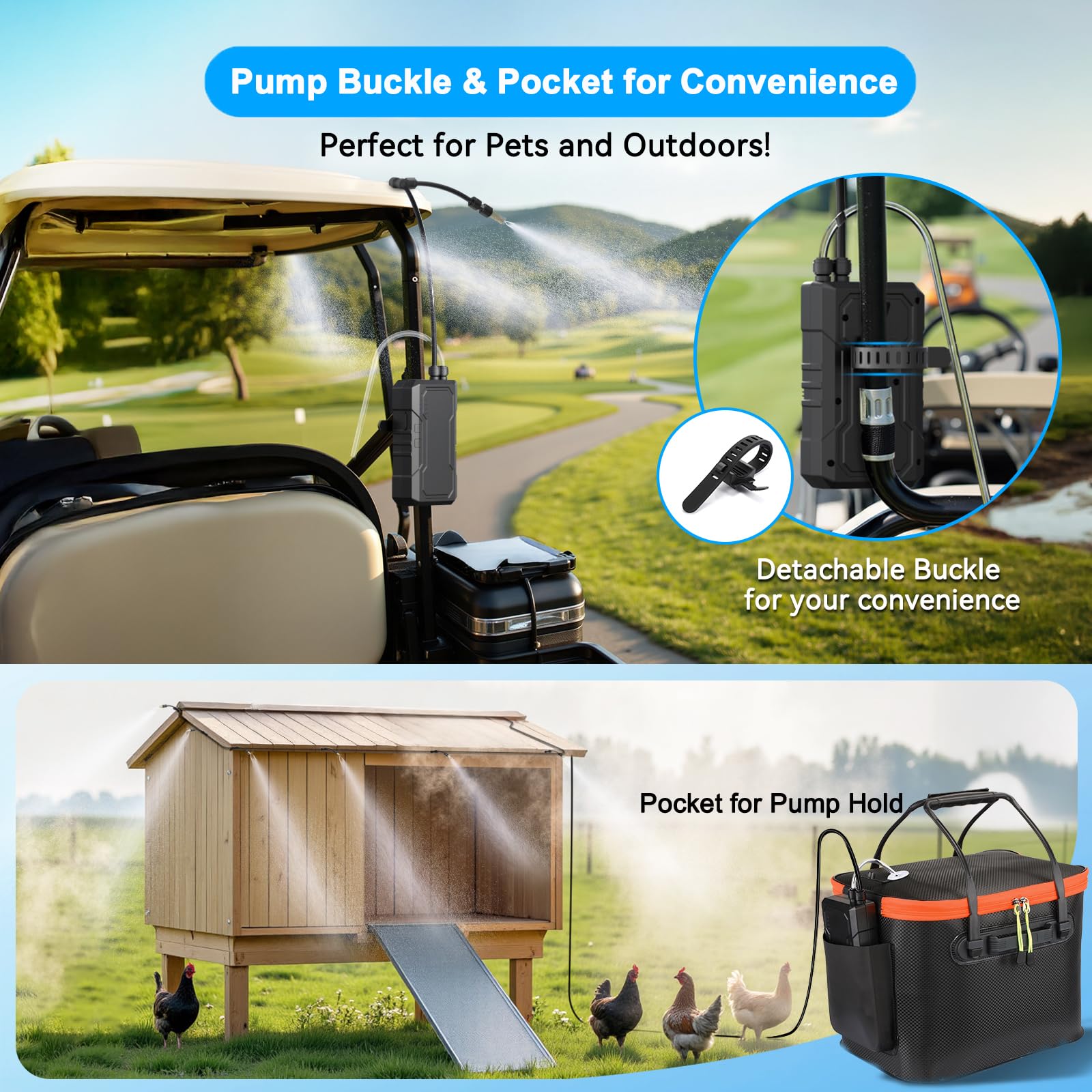 Ausic detachable buckle for mounting on poles or branches.