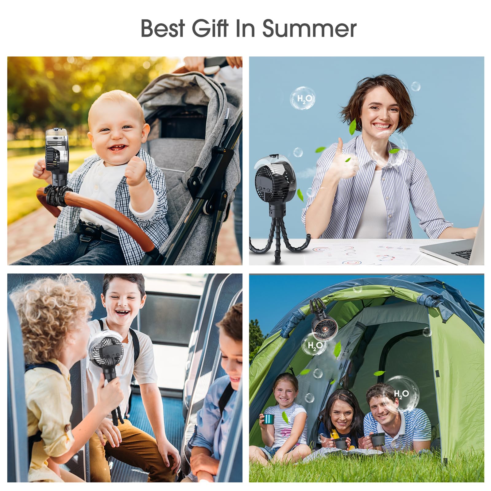 Ausic Stroller Fan 2in1 handsfree design enables handheld or clip-on use.