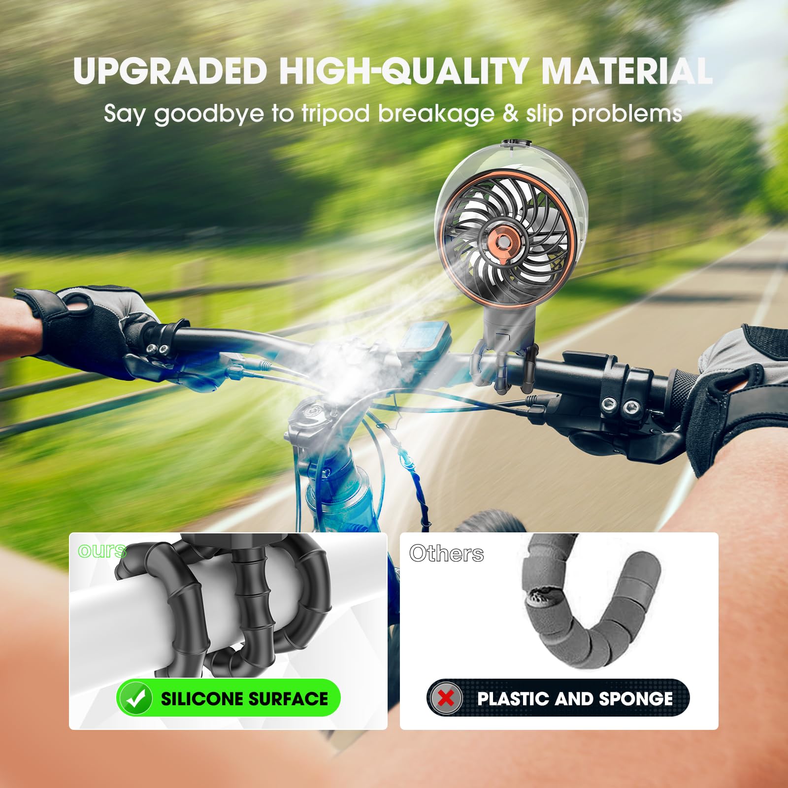 Ausic Stroller Fan clip-on use demonstrates versatile mounting on strollers and cribs.