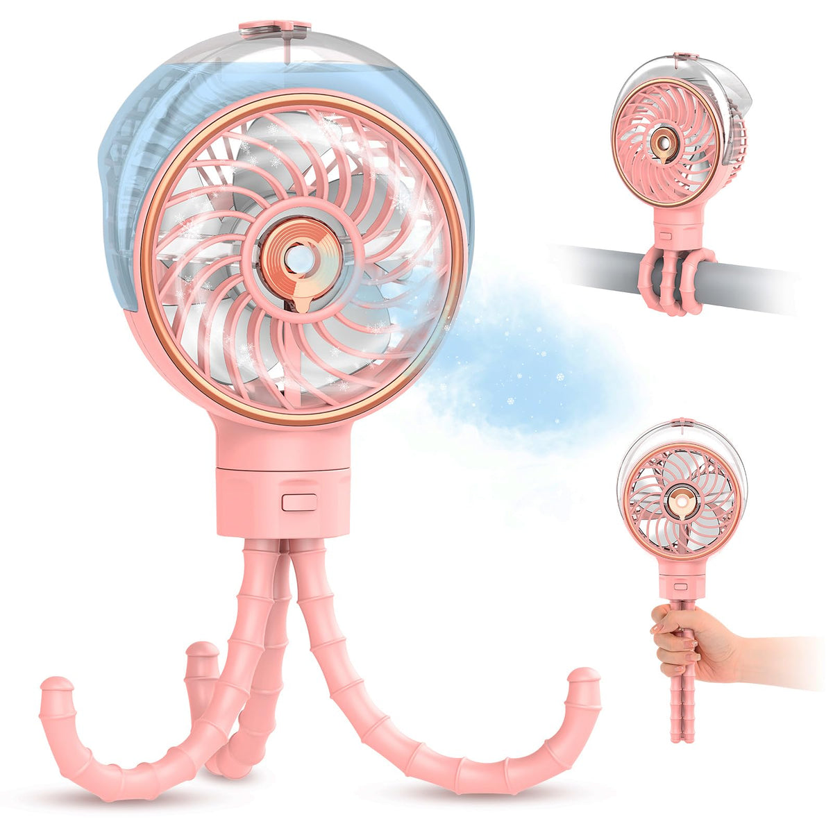 Ausic stroller fan with 100ml mist tank for refreshing cooling on outdoor walks