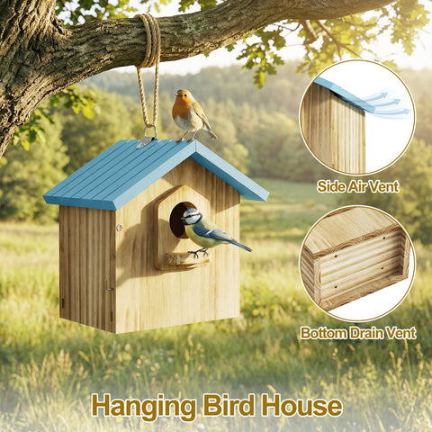 Auslar cedar wood bird house highlights natural durability for year-round nesting